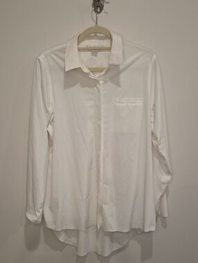 Athleta White Long-Sleeve Button Down Shirt